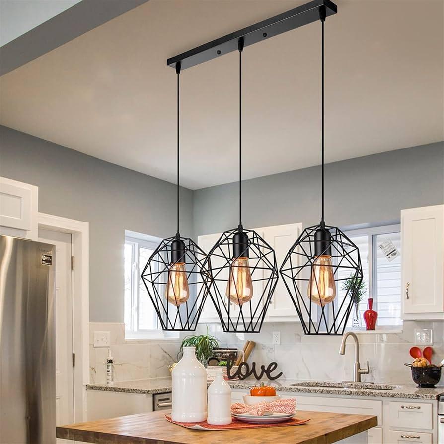 Charming pendant lights create an inviting glow in your farmhouse kitchen