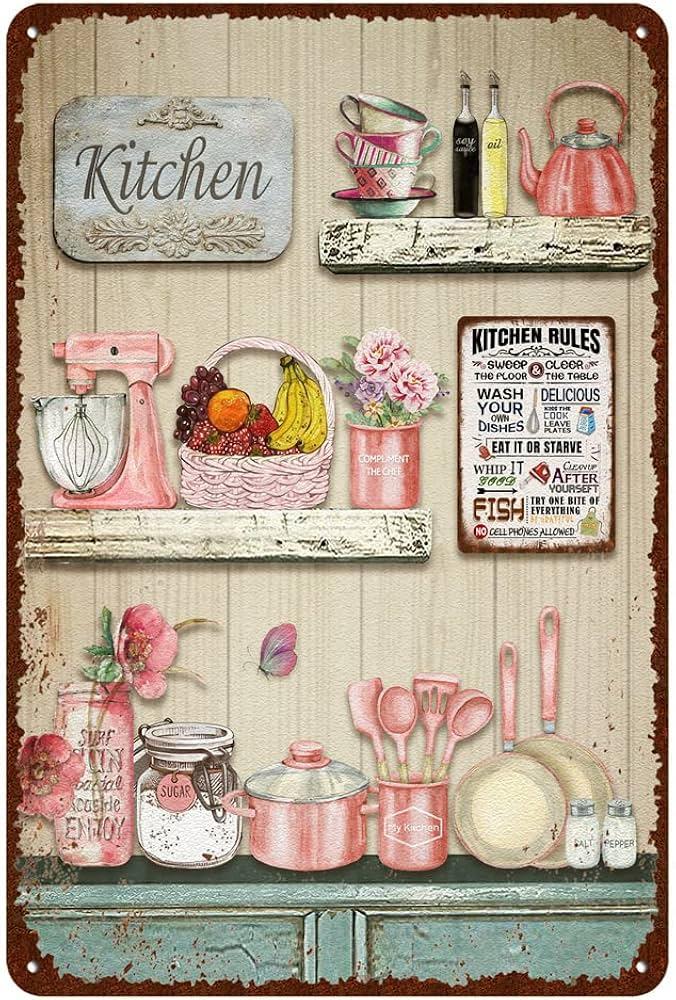 Vintage signs add character and personality to ⁢the⁤ farmhouse kitchen