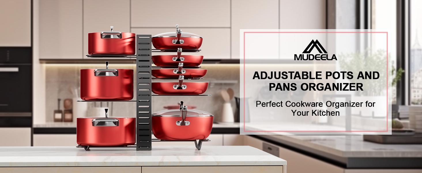 Burgundy Pots and Pans‍ Organizer: Keep your cookware neat and tidy in complementary shades