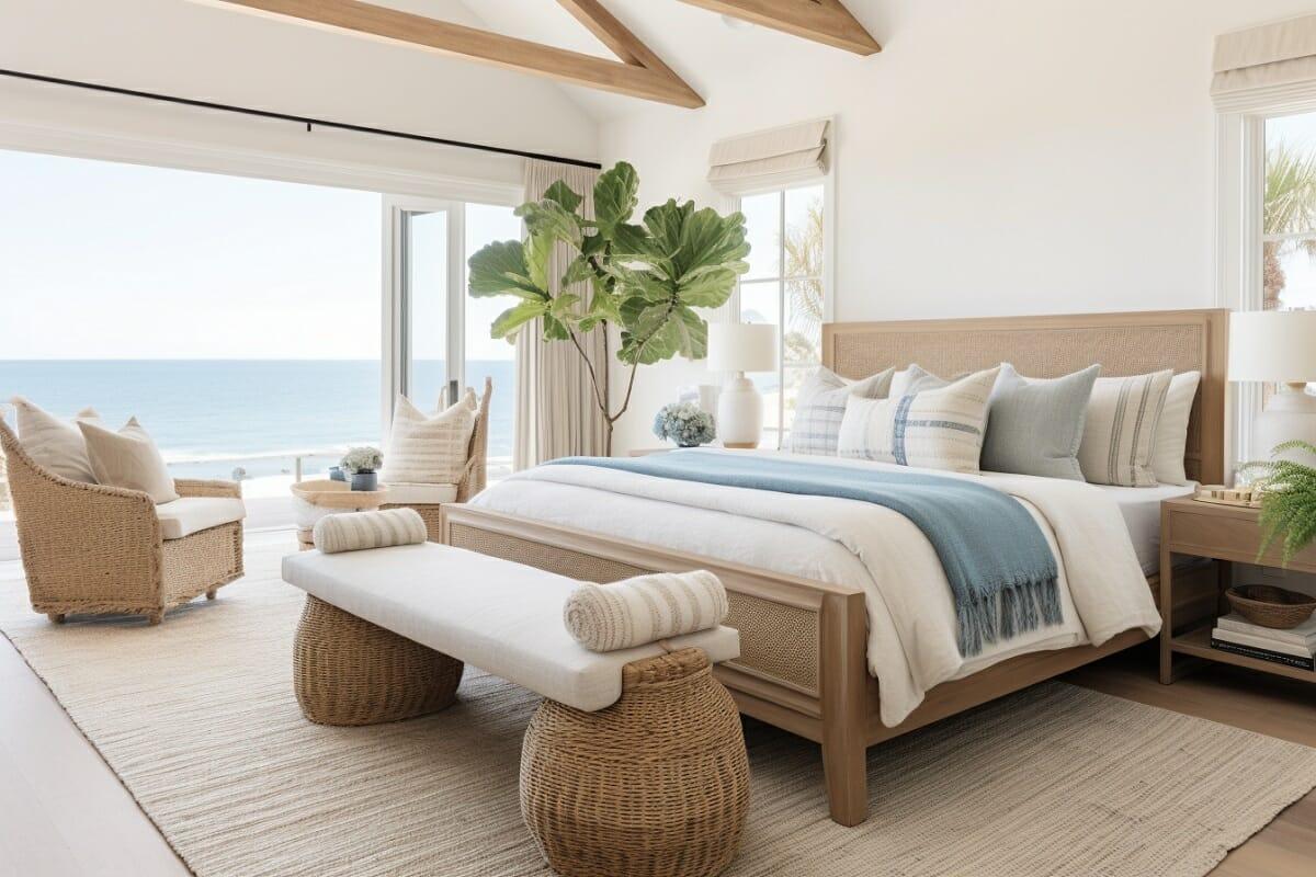 Coastal Escape: Bright, airy bedroom⁣ inspired by ⁣the ⁢beach and ocean waves