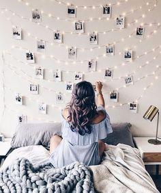 Create a customizable photo wall to celebrate memories in the teen bedroom