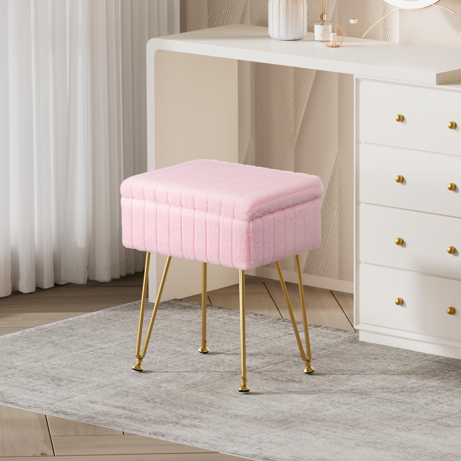 A multifunctional ottoman provides extra seating and storage in your teen girl bedroom