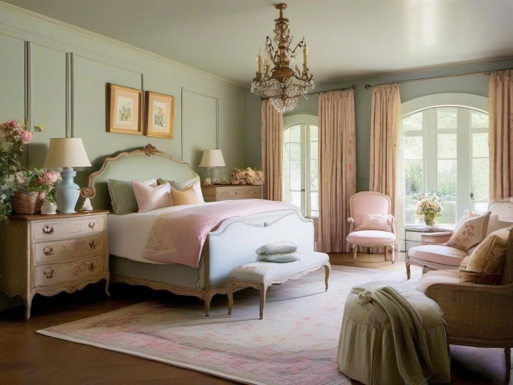 Chic‍ Feminine: Soft pastels and floral patterns define a graceful ​bedroom