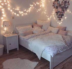 Hang fairy lights for a magical glow in your teen girls bedroom at night