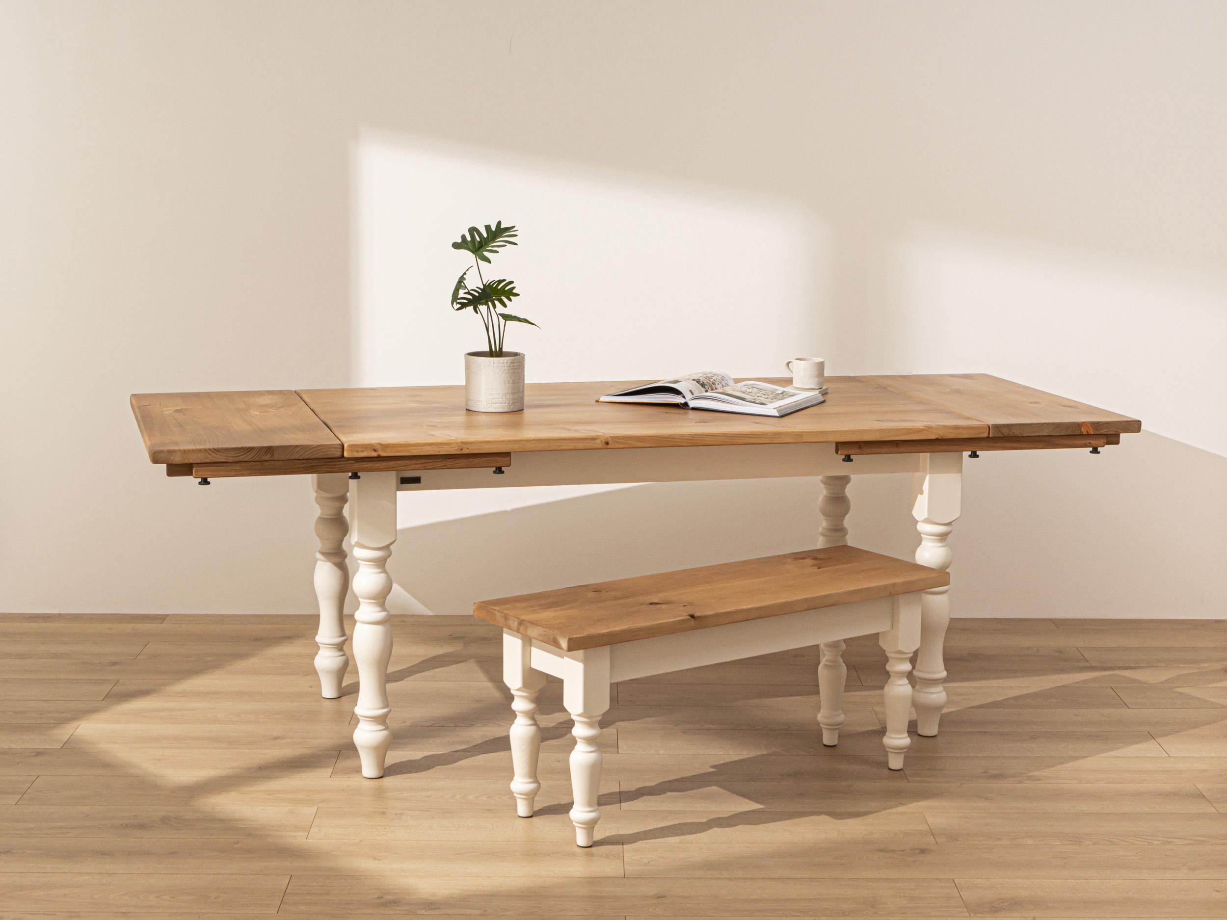 A large farmhouse table that serves as the heart of your kitchen