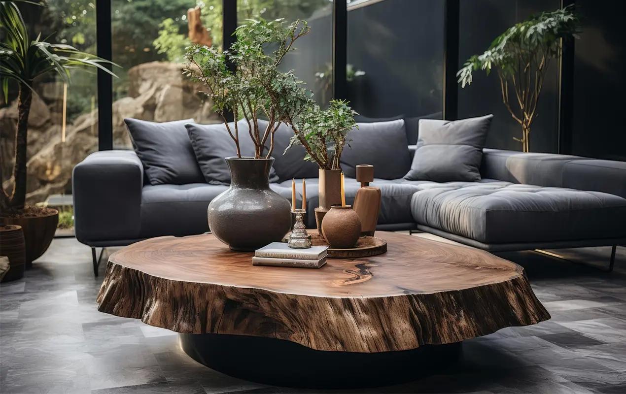 Add‌ a wooden coffee table for rustic charm in your⁤ Earthy ⁣Living Room