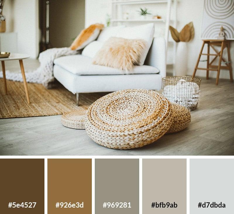 Choose a neutral color palette as a backdrop for vibrant Boho​ Living Room accents