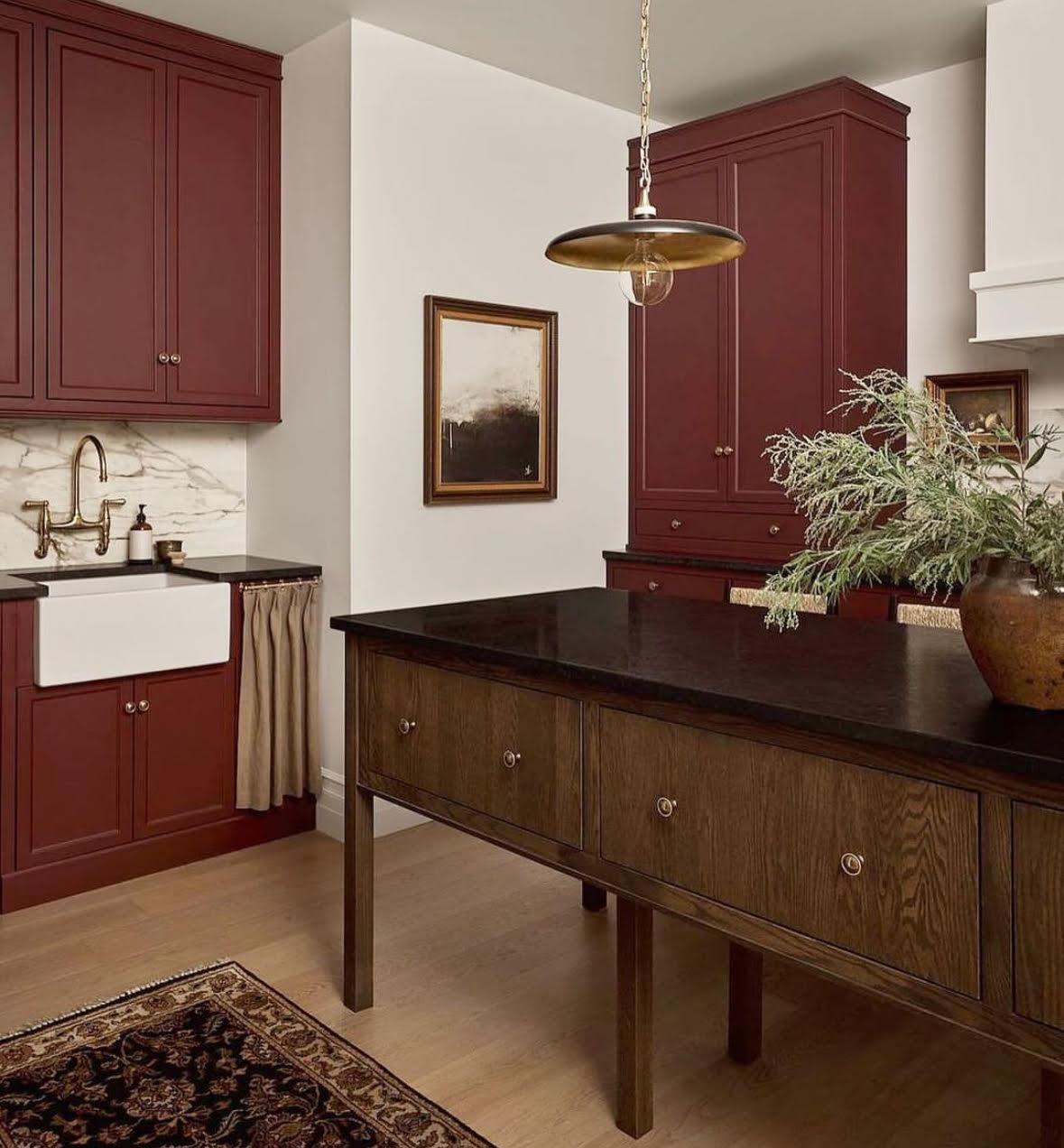 Add a chalkboard wall for creative flair in your Burgundy Kitchen