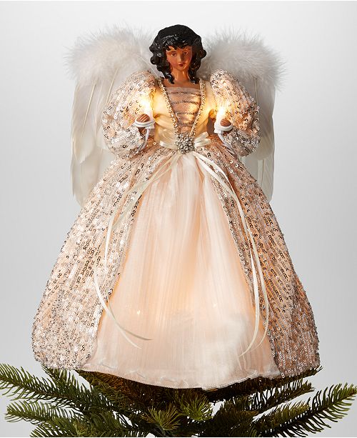 Holiday Lane 14"H African American Angel Christmas Tree Topper .