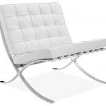 Barcelona Chair, Premium Top-Grain Italian Leather, White .