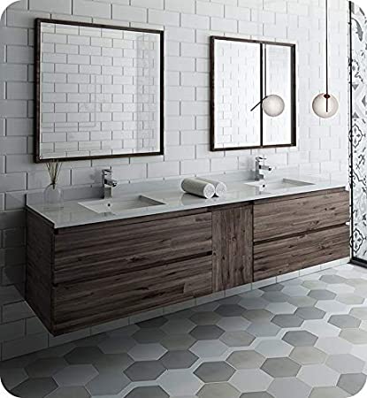 Fresca Formosa 84" Wall Hung Double Sink Modern Bathroom Vanity w .