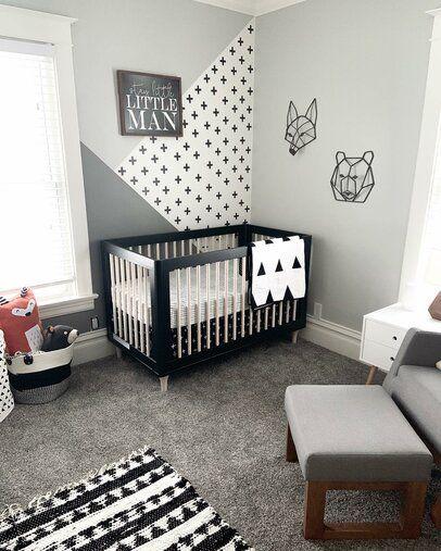 Monochrome Boy Nursery with black and white designs for a chic, modern look