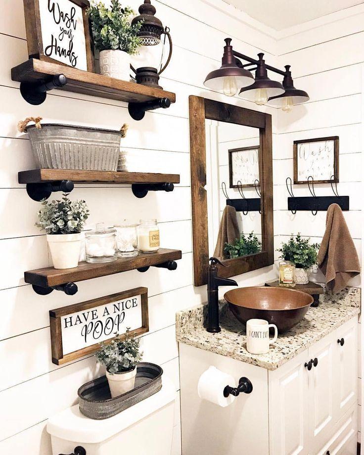 Potted plants breathe life into farmhouse bathrooms’ design