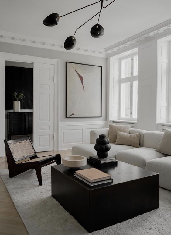 Choosing sophiscated and elegant colour
  like black and white living room