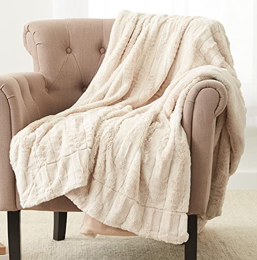 Amazon.com: Pinzon Faux Fur Throw Blanket - 63 x 87 Inch, Ivory .