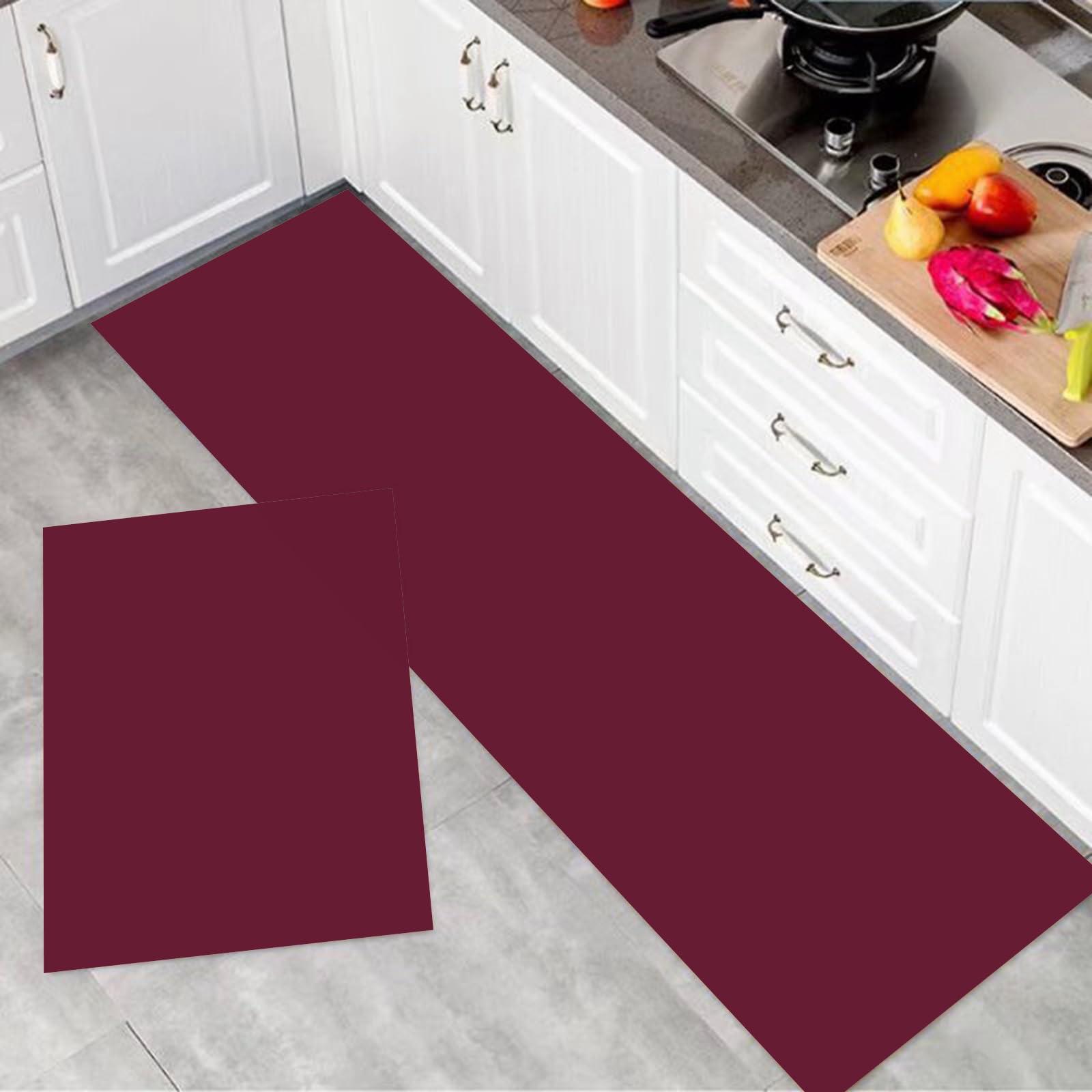 Introduce a unique rug to define space in your Burgundy Kitchen