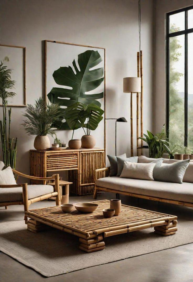 Use sustainable materials, like bamboo, for an eco-friendly earthy living room