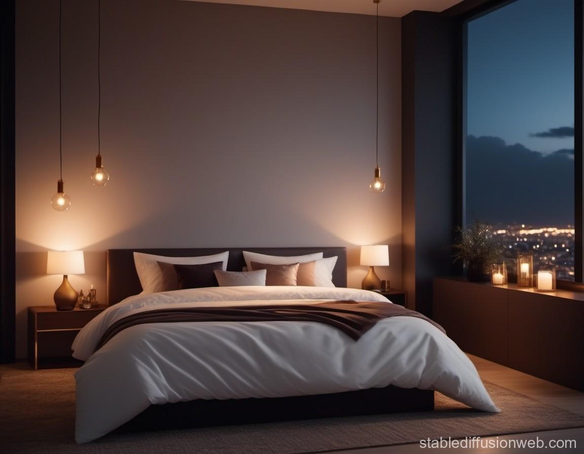 Warm lighting softens the overall appearance⁣ of your minimalist bedroom