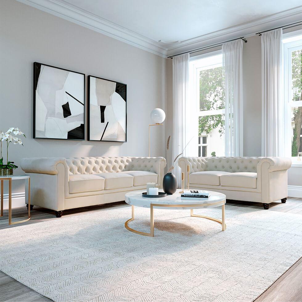 Neutral tones create a calming, sophisticated​ Living Room backdrop