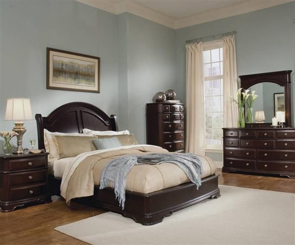 Grandover Rich Cherry Wood Master Bedroom Set | Dark wood bedroom .