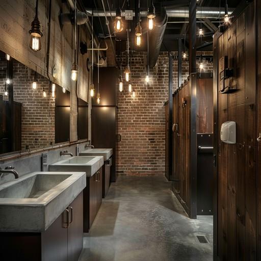 Industrial bathroom elements:‌ Use raw materials for a modern, rugged ambiance