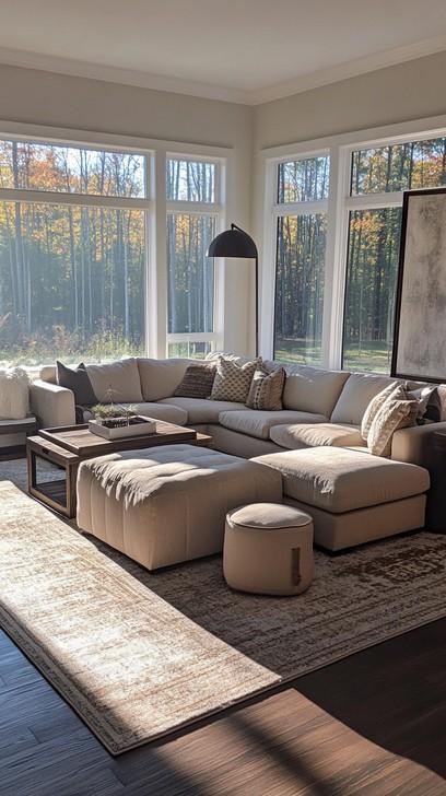 Opt for⁣ oversized, comfortable⁤ sofas in your‌ earthy living room oasis