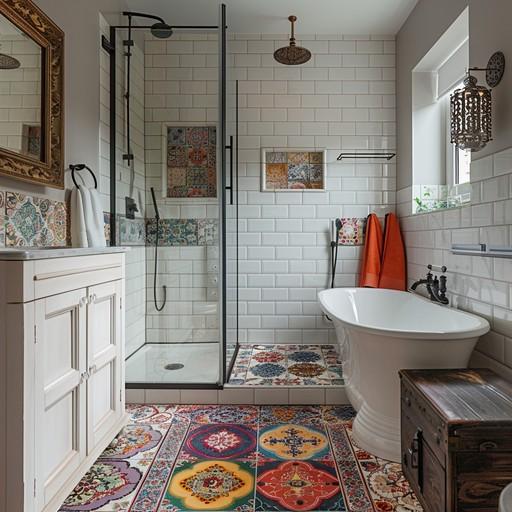 Mix patterned ‍tiles for an eye-catching eclectic bathroom‌ design