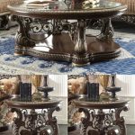 Traditional Coffee Table Set 3 PCS in Brown Wood Traditional Style .