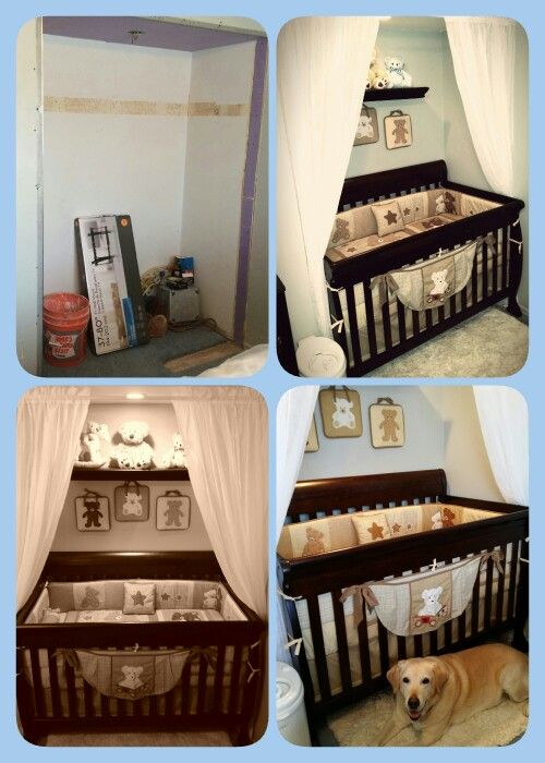 Crib in closet space | Small space nursery, Parents room, Baby .