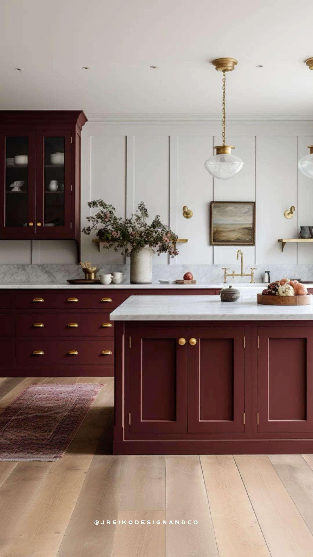 Pair burgundy‌ cabinets ⁢with brass hardware for a sophisticated look in your kitchen