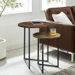 Welwick Designs Dark Walnut/Black 2-Piece Round Nesting End Tables .