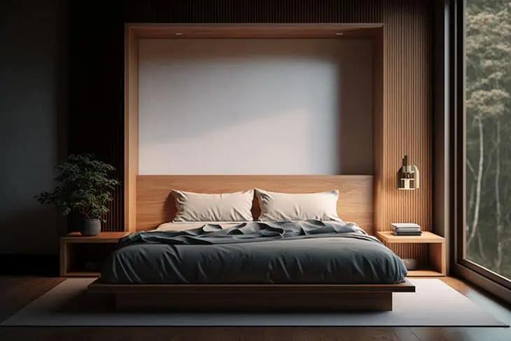 Opt for low-profile furniture to enhance the spacious feel of your minimalist bedroom