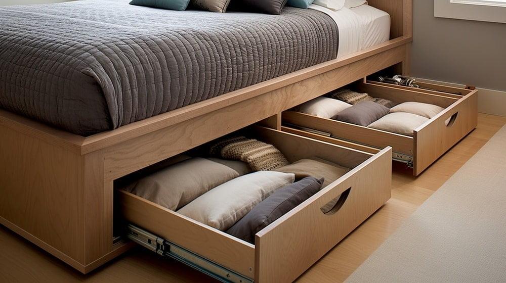 Use under-bed storage⁣ to keep your minimalist bedroom clutter-free