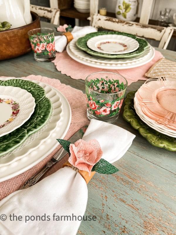 Vintage-inspired dishware adds charm to your farmhouse kitchen table settings