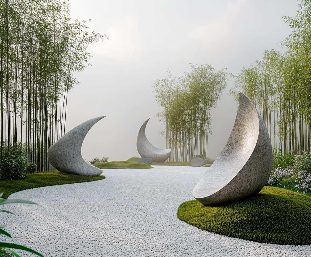 Minimalist sculptures inspire contemplation and calm in your Zen Garden design