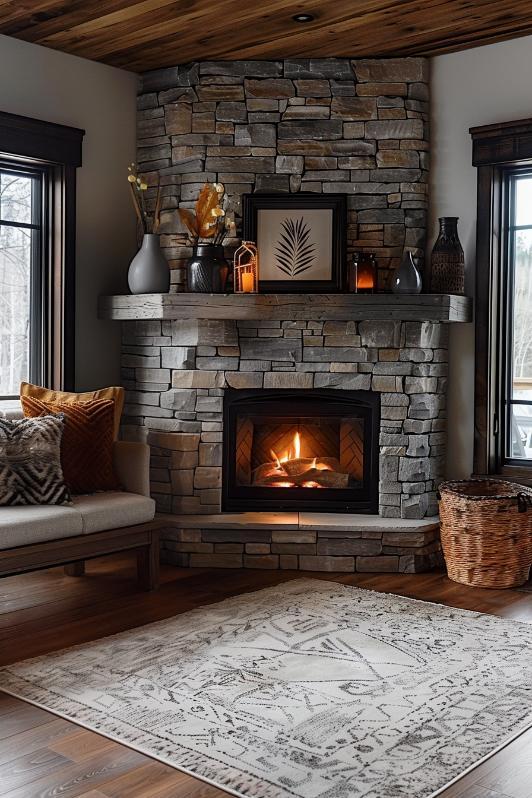 A cozy fireplace ‌corner fosters⁣ warmth and gathering in your farmhouse kitchen