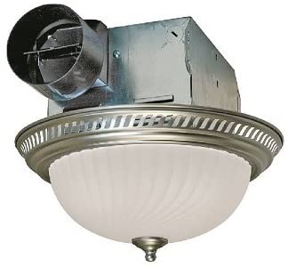 Air King DRLC702 Round Bath Fan with Light, Nickel - Ceiling Fan .