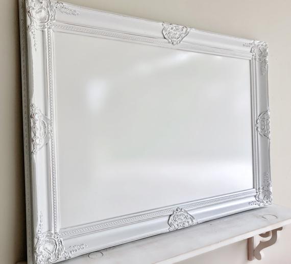 Decorative WHITEBOARD Framed Dry Erase Board Distressed White | Et