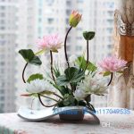 Flower Arrangement Ikebana Arranged Artificial Lotus Flower Silk .