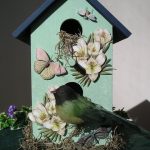 Handpainted Indoor Decorative Birdhouse with by purpleinkgraphics .