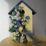 Indoor Decorative Handpainted Birdhouse with Blue Bird and Blue .