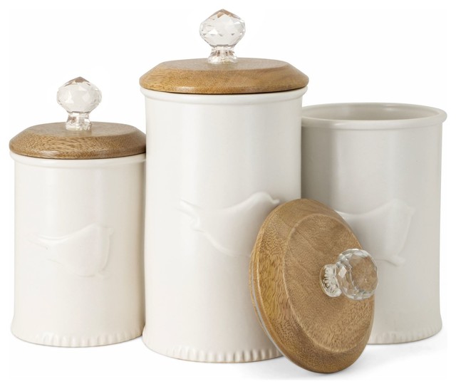 Trisha Yearwood Bluebird Ceramic Canisters, Set of 3 .