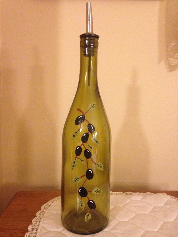 Hand Painted Decorative Olive Oil Dispenser | Oil dispenser, Olive .