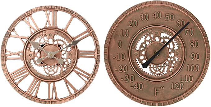 Amazon.com: Lily's Home Hanging Wall Clock and Thermometer Set .