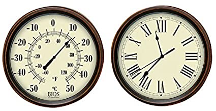 BIOS Decorative Thermometer and Clock Set Wall Cloc