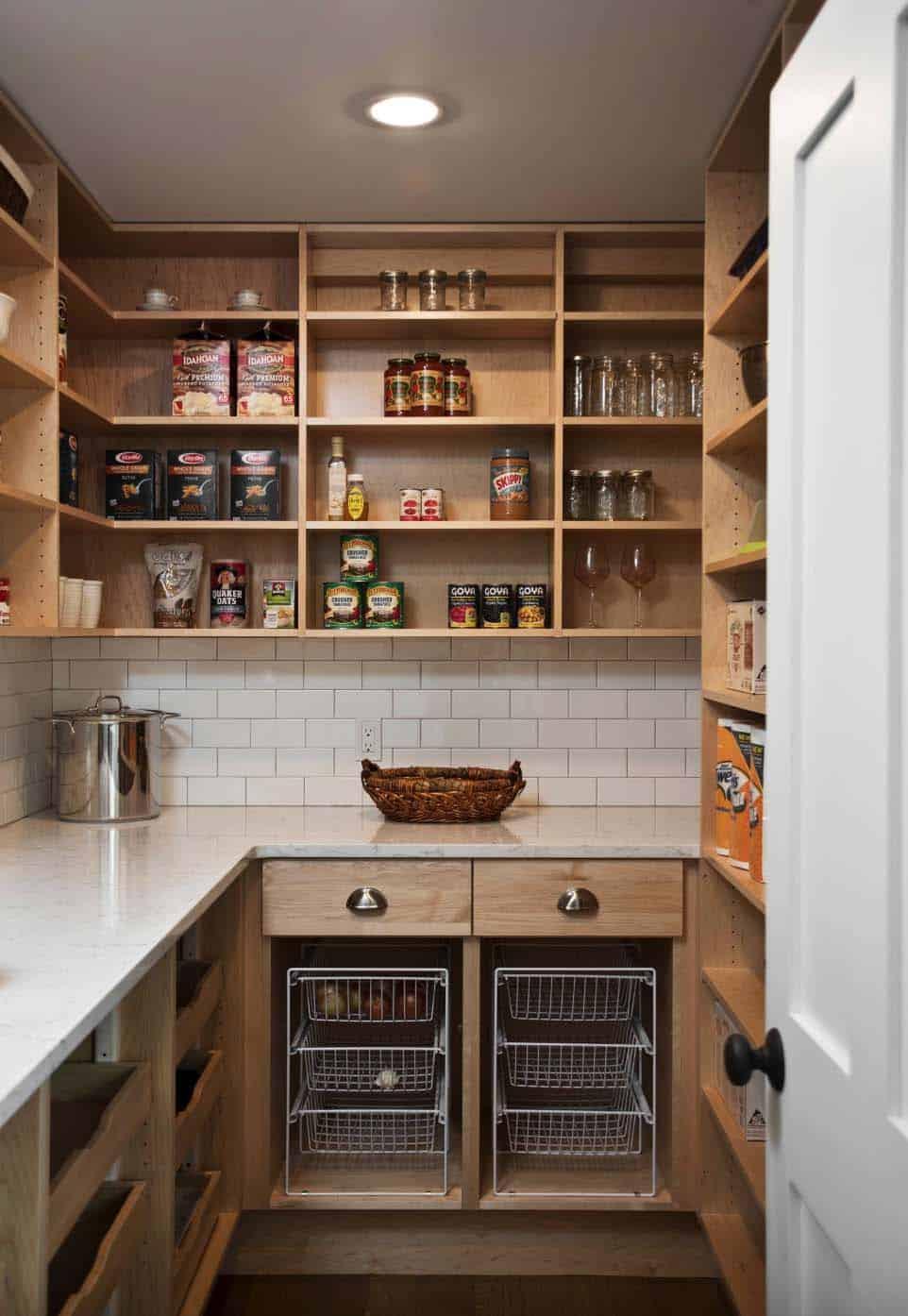 A large pantry keeps your Farmhouse Kitchen organized and clutter-free