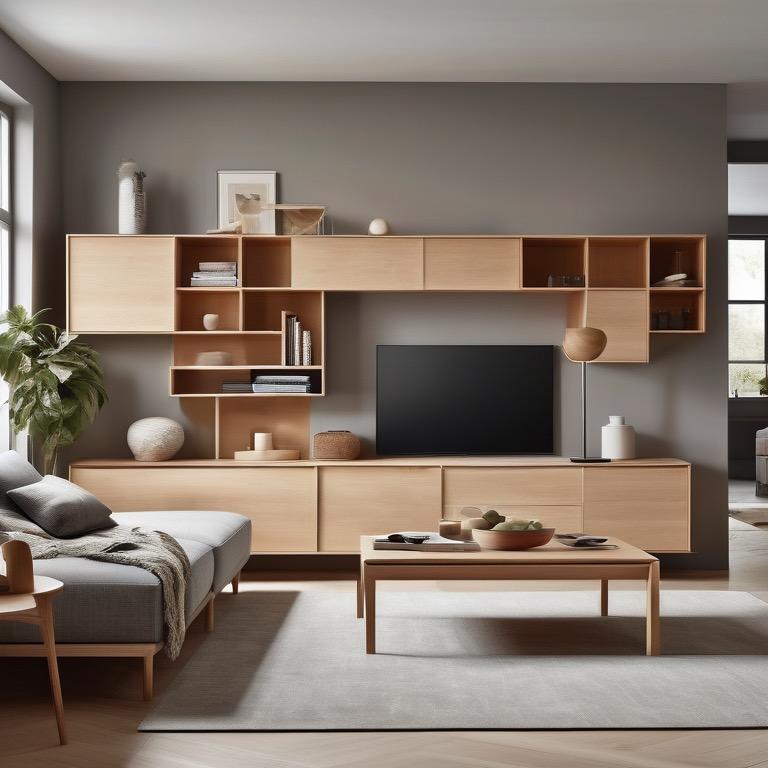 Functional Storage Living Room: ​Utilize stylish furniture that offers clever storage solutions