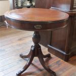 Leather Top Duncan Phyfe Table with 2 drawers | Yesterday's Treasur