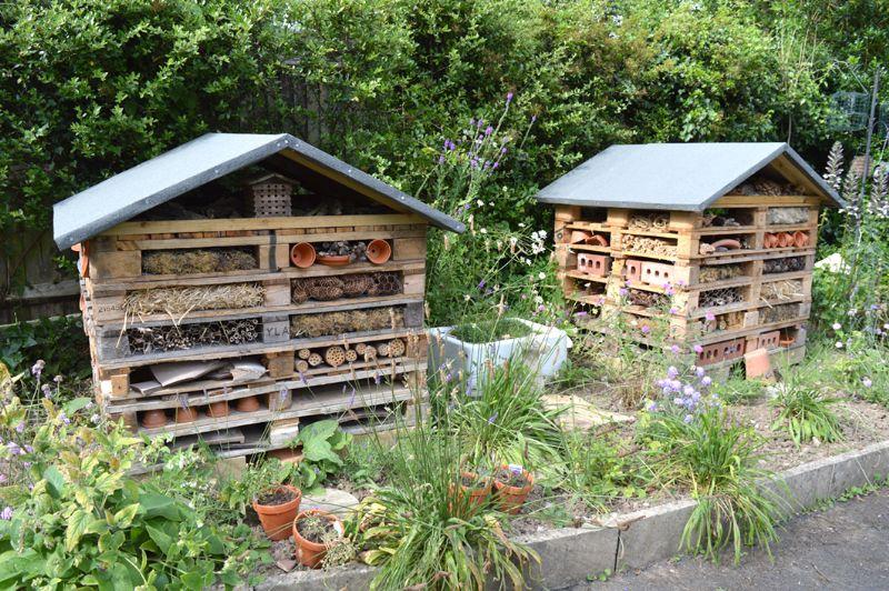 Repurpose old pallets into a whimsical insect hotel alongside your pallet garden