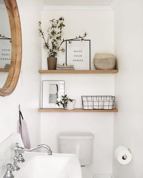 Open shelving ‍displays stylish bathroom essentials and personal touches